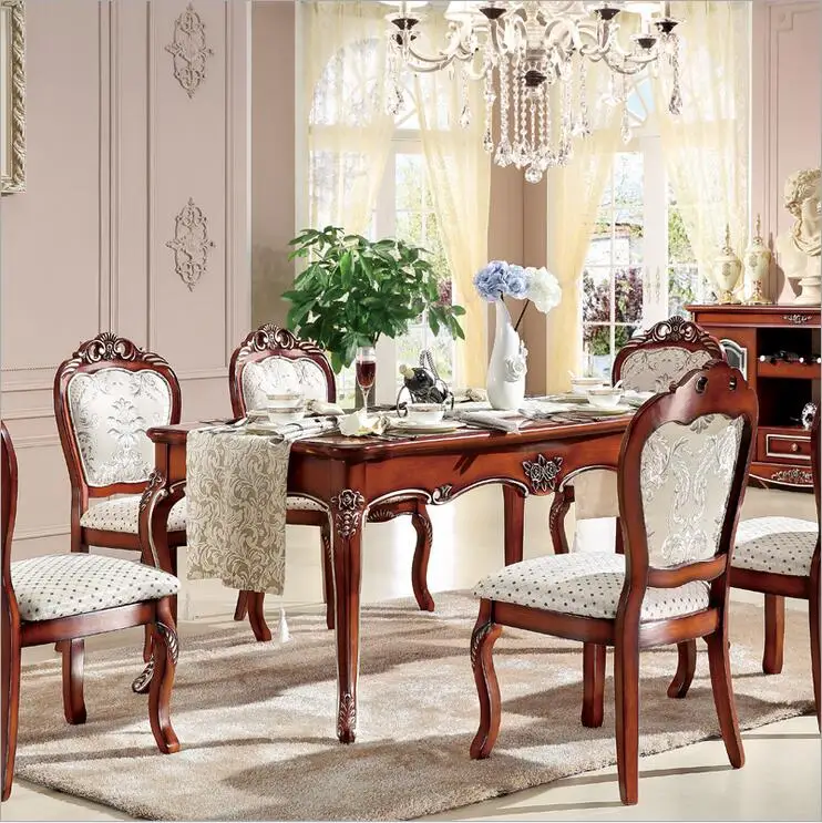 Antique Style Italian Dining Table, 100% Solid Wood Italy Style Luxury Dining Table Set six chairs p10241 Antique Style Italian Dining Table, 100% Solid Wood Italy Style Luxury Dining Table Set six chairs p10241