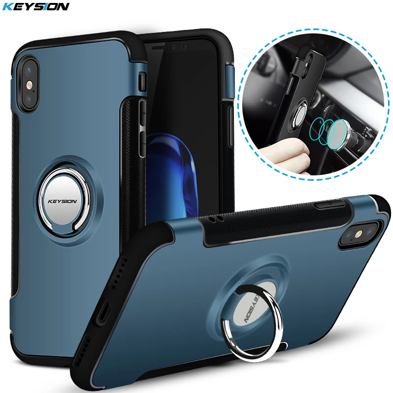 

KEYSION Phone Case for iPhone X Car Holder Stand Magnetic Bracket Case Finger Ring TPU + PC Back Cover for iPhoneX for iPhone 10