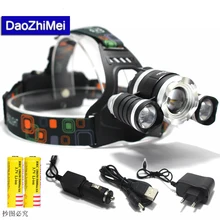 10000 Lumens Headlight XM-L 3T6LED Head Light 4 Modes Zoom Adjust Focus Headlamp Lantern Hunting Head Flashlight Wich Battery