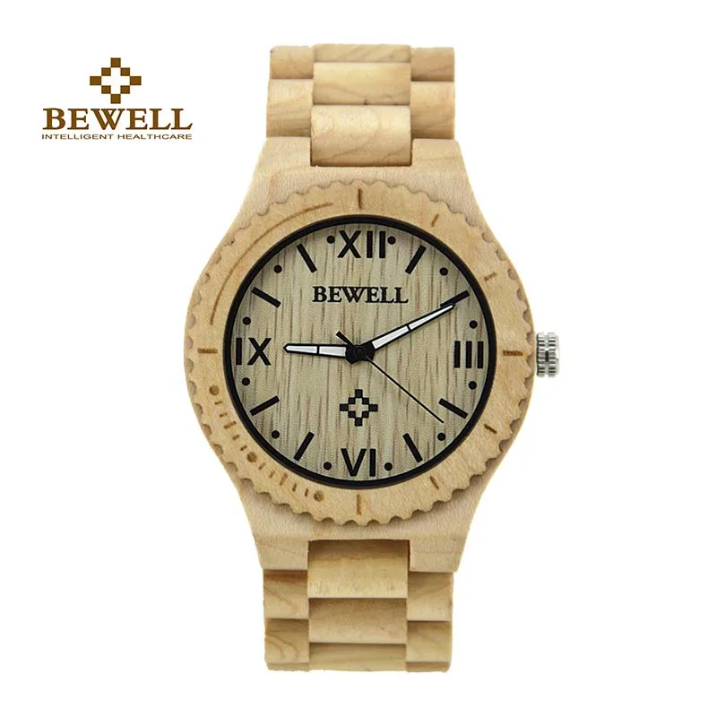 

BEWELL Men's Watch Wooden Watch Natural Wood Handmade Wooden Watch Brand Design Men's Simple Design Top Brand Fashion Watch 065A