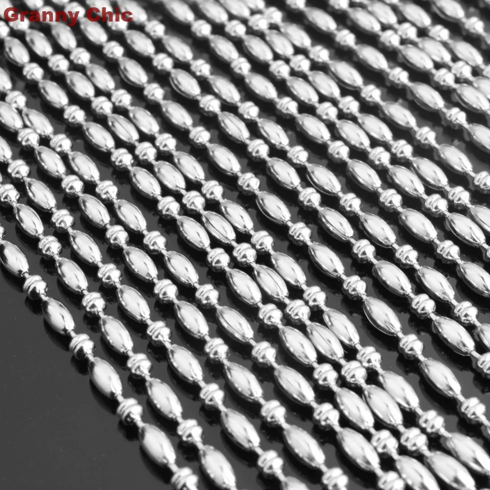 

Granny Chic 50pcs 2.4mm 16"-30" Wholesale Jewelry in Bulk Silver Tone Stainless Steel Oval Ball Chain Necklace Brand New