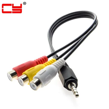 

10pcs/lot Chenyang Stereo Car AUX 3.5mm 1/8" Male to 3 Ports RCA AV Female Cord Audio Video Composite Cable 20cm