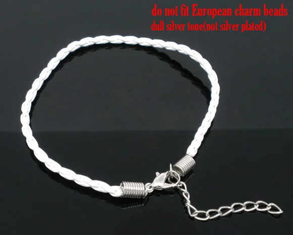 

Leather Braiding Bracelets White 20cm(7 7/8") long, 3 PCs