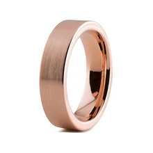 2016 Recién Llegado de 6 MM y 8 MM Anillo De Tungsteno Chapado En Oro Rosa De Tungsteno Acabado Estera Anillo de Bodas Para Los Hombres y Las Mujeres Del Envío de Grabado