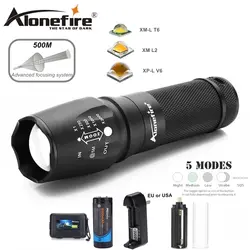 AloneFire X800 тактический фонарь CREE XML T6 L2 U3 светодиодный зум прожектор открытый фонарь Факел AAA 26650 Перезаряжаемые Батарея