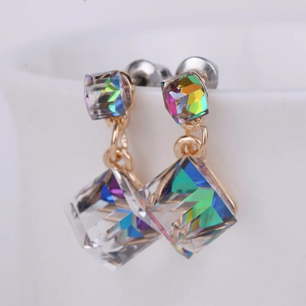 Fashion Crystal Earrings for Women Dangle Silver Earrings Studs Wedding Earring Jewelry 4 Colors Fashion Jewelry