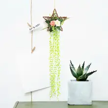 Ручной работы из ротанга, ветряные колокольчики, пеньковая веревка, искусственный цветок, украшение для дома, подвесное украшение на стену