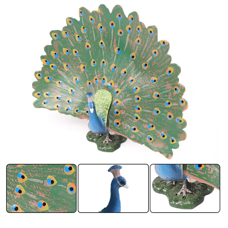 Oenux 4X12X11cm Peafowls птица украшение Животных Фигурки красивая модель павлина твердая