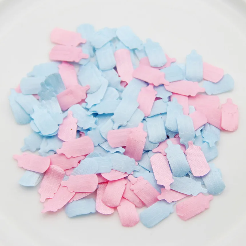 

100Pcs Blue/Pink Lovely Baby Bottle Shape Sprinkles Confetti Baby Shower Table Fabric Confetti For Birthday Decor Kids Favor