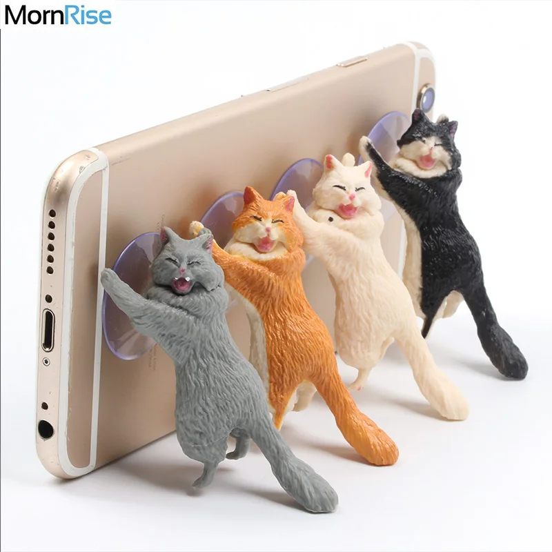 

New Lovely Phone Support Sucker Resin Cute Cat Design Mobile Phone Holder Stand puppet Desk Socket Smart Phone Mat For iPhone