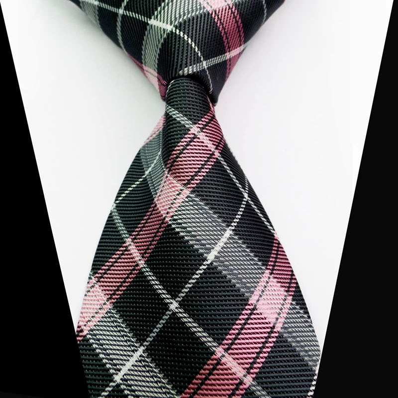 50Pcs/Lot Mens Ties Plaid Silk Polyester Neck Tie Woven Fashion Men
