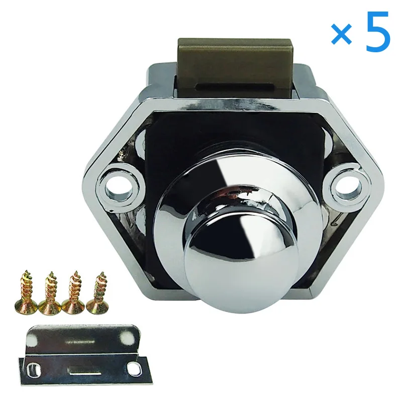 

5 pcs Mini Push Button Catch cupboard pop up knob camper lock handle latch AI88