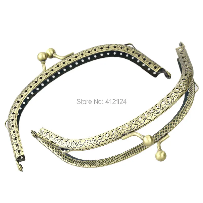 

10Pcs Metal Purse Bag Handbag Frame Kiss Clasp Lock Bronze Tone Handle Component 12.5mx7cm