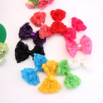 

11mixed colors Ribbon Hairbow Girls little hair top clip Chiffon Bow tie for baby girls Headband accessories