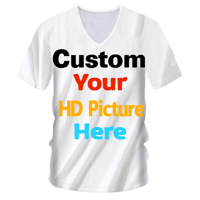 

Custom V Neck 3d Male Tshirt Customized men's t shirt print your own design Custom t shirt Printing logo Short Sleeve Casual Tee