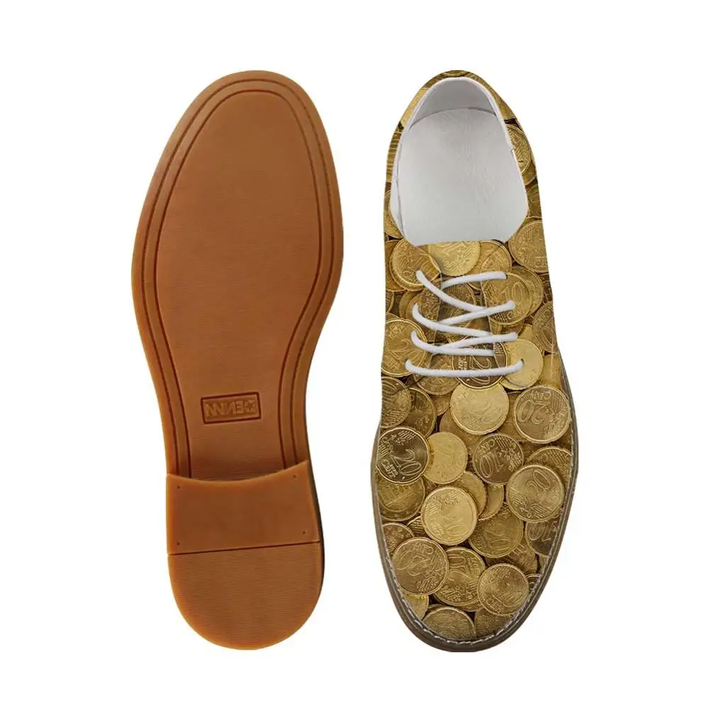 WHEREISART Для женщин Повседневное платье в деловом стиле денежные монеты обувь с принтом для мальчиков, женские лоферы, удобная для досуга искусственная кожа на шнуровке; Туфли-оксфорды; Туфли - Цвет: CC1257CE