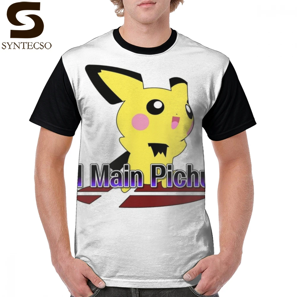 

Pikachu T Shirt I Main Pichu - Super Smash Bros Melee T-Shirt 100 Percent Polyester Short Sleeve Graphic Tee Shirt Beach Tshirt