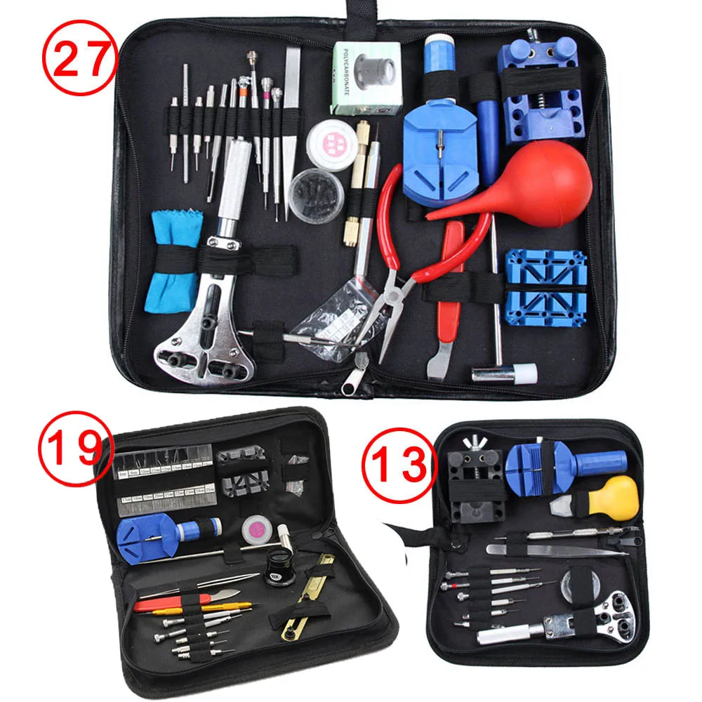 Acheter Horloge Outil Ensembles Montre Lien Opener Réparation Remover Porte Outil Kit Set Pin Tournevis 13 19 27 pcs TT @ 88