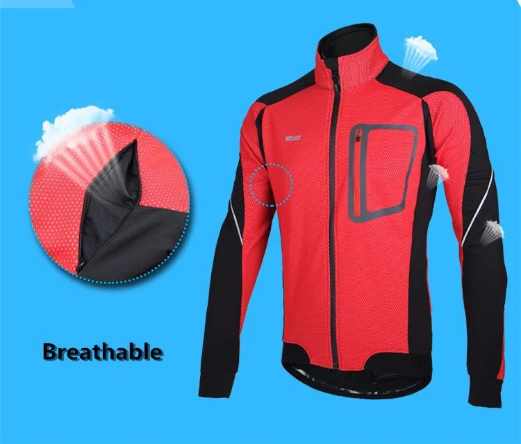 Мужская Зимняя Теплая Флисовая велосипедная куртка ветрозащитная Спортивная велосипедная Джерси спортивная куртка с длинным рукавом
