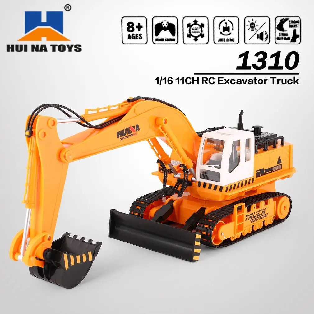 

HUINA TOYS 1310 1/16 11CH RC Excavator Truck Engineering Construction Car Remote Control Vehicle with 680' rotation Light HOT