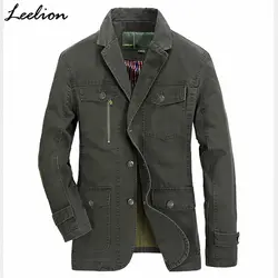 IceLion 2019 Весна пуговицы куртка для мужчин 100% хлопок военная Униформа армии пальто Модные повседневное одноцветное костюмы куртки ветр