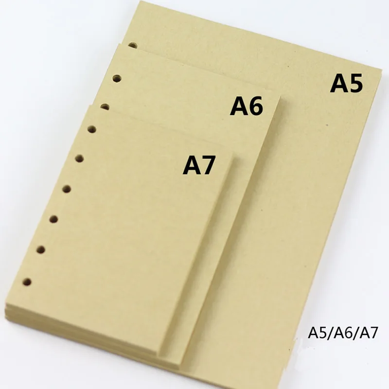 2017 Blank Vintage Kraft Notebook Paper Inner Filler A5 A6 A7 For Diary