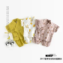 Весенняя пижама из хлопка для детей от 0 до 3 лет одежда для отдыха для малышей одежда для сна для маленьких девочек высококачественное кимоно с длинными рукавами для маленьких мальчиков