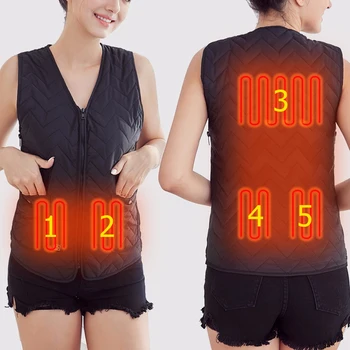 

Electric Vest Heated Vest V-Neck Waistcoat Adjustable Heating Vest Pads Neck Brace Warm Tourmaline For Men Women USB Charging