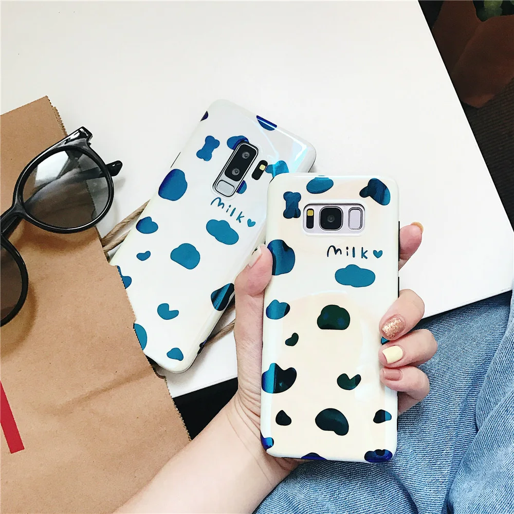 

Blu-ray Love Pattern Phone Case for Samsung Galaxy Note 8 S7 Edge S8 S9 Plus Cow Cases Soft IMD Lovely Cartoon Silicon Case Capa
