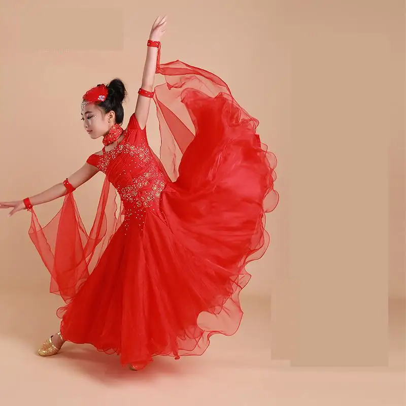 

Children Standard Ballroom modern Dance Competition DressesDresses Kids For Sale Girls Jazz Waltz/Tango Dance Costumes