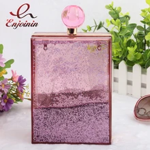 Fashiona акриловая бутылочка для парфюма стиль двигаться с пайетками вечерние сумочка на цепочке женские сумки через плечо сумки из натуральной кожи, женские сумки через плечо сумка-мессенджер