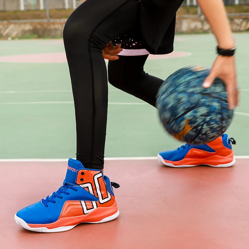 QzsYog tallas grandes 39-45 hombres zapatos de Baloncesto Zapatillas altas deportivas almohadón tobillo botas transpirables atléticos zapatillas Baloncesto