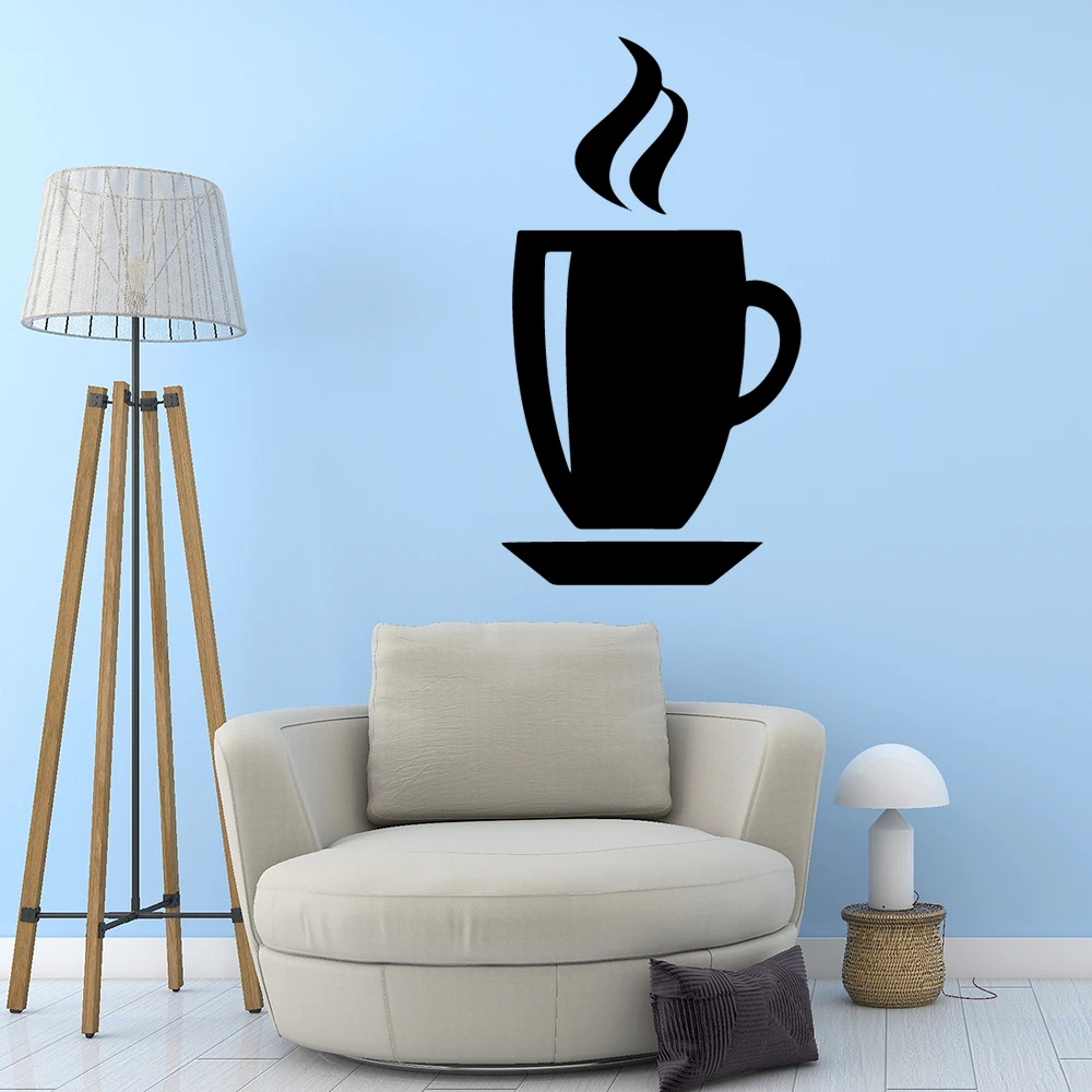 3D coffee Home Decorations Pvc Decal Removable Wall Sticker Sticker Mural