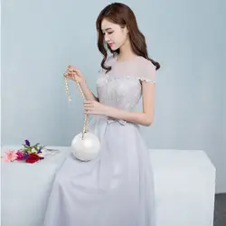 2017 новый Платья Невесты плюс размер изображения дешевые серый серебряный длинный sexy шифон кружева сестра просто романтическая мода JYX848CG