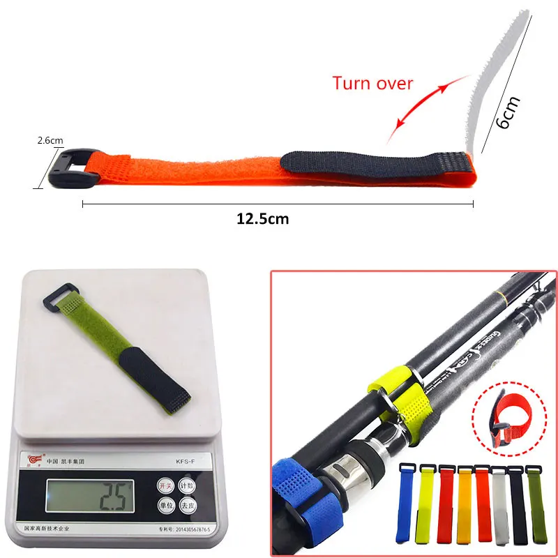 

12.5cm Fishing Rods Tie Belts Nylon Velcro Reusable Fishing Rod Bundle Tie Anti-slip Fastening Strap Fixing Tool Accessories