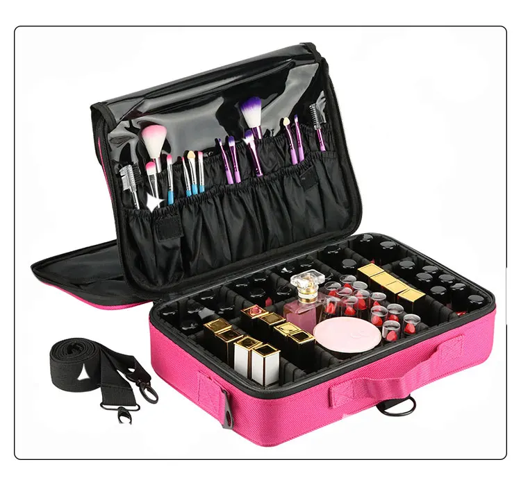 New Makeup Bag with Mirror Large Capacity Women Professional Cosmetic Manicure Bag Portable Make up Organizer Storage Bags