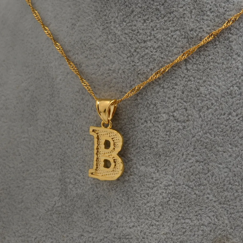 A-Z Small Letter Gold Necklaces with Initial Pendant #6