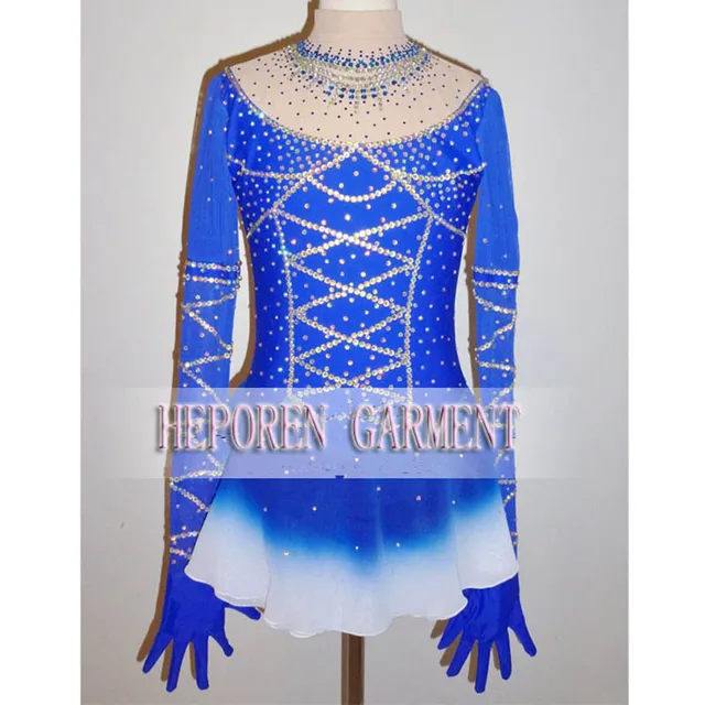 US $250.00 custom made ice skating dress for competitioncrystal custom ice skating dresses costume in royal bl