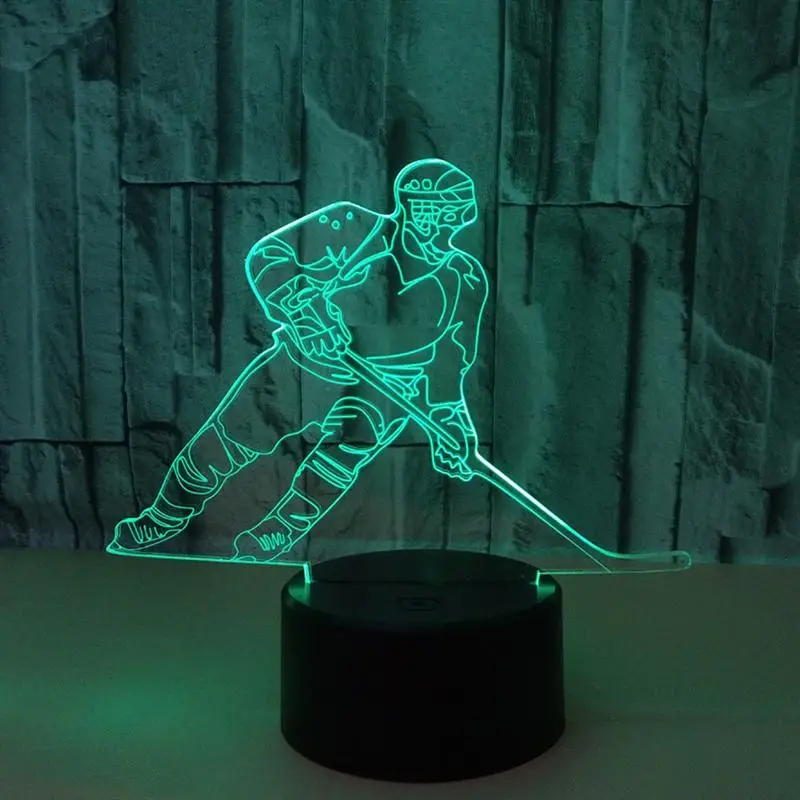 Креативный светодиодный 3d-ночник хоккейный плеер 3D Визуальный стерео лампа для спальни детской комнаты