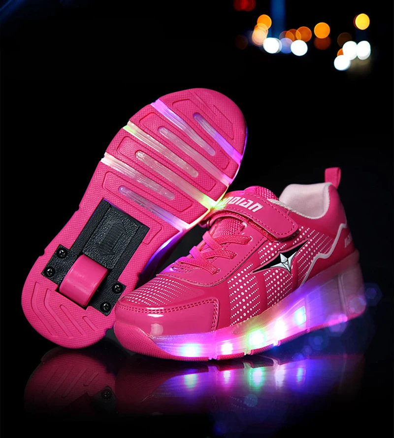 Светящиеся кроссовки, Детские светящиеся кроссовки с колесами, детская обувь, роликовые коньки, обувь на колесах, детские кроссовки для мальчиков и девочек