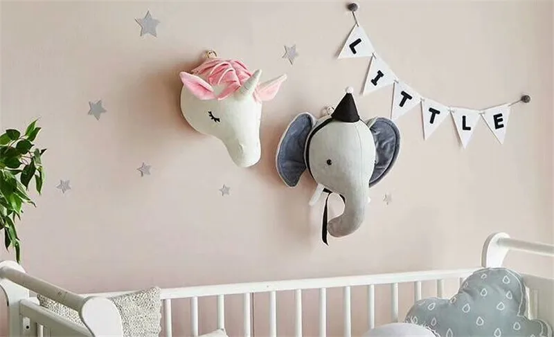 Милое настенное крепление с головой единорога в 3D виде животных для детской