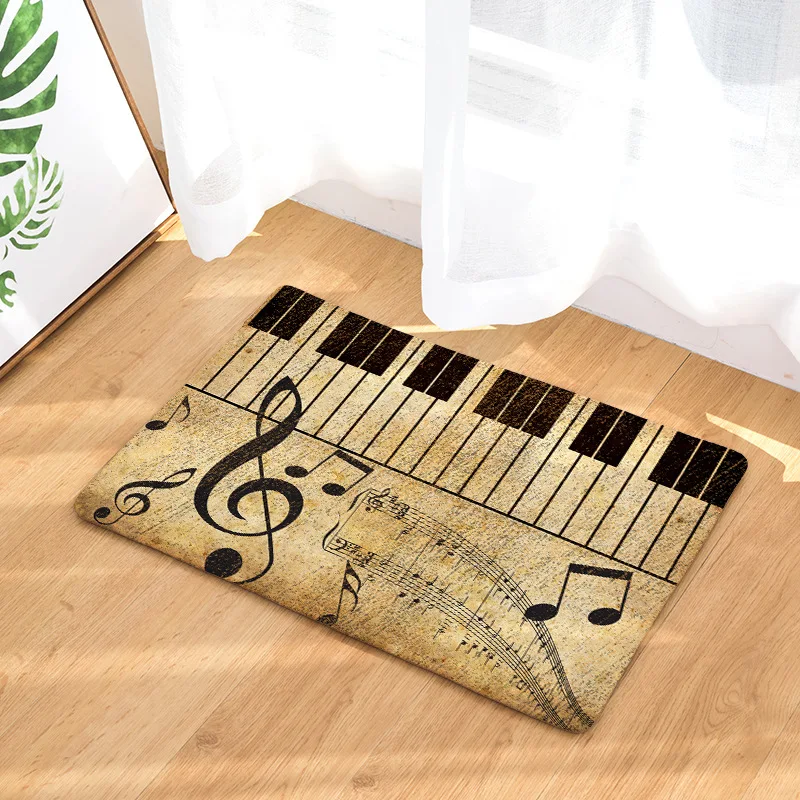  Flannel Waterproof Floor Mat Cartoon Music Piano Keyboard Pattern Door Mat Entrance Deurmat Home De