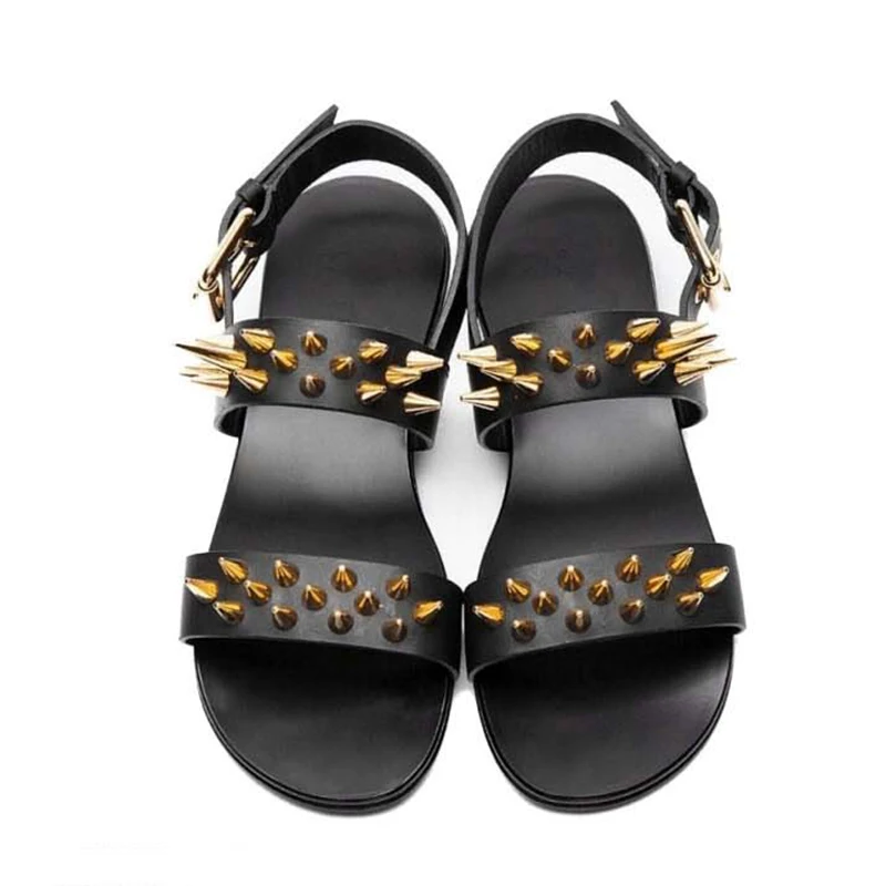 2020 Summer Men Shoes Designer's Genuine Leather Men Sandalias Zapatos Mujer Rome Rock Fashion Mens Sandal Shoes, US6-10!