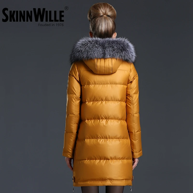 Fashion new arrival 2018 with a hood down coat female thickening wool collar medium-long women's