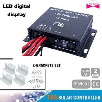 

10A 12V/24V MPPT solar Charge Controller CE Certify Auto Switch LED Digital Display + Z-Brackets Set for solar panel system A609