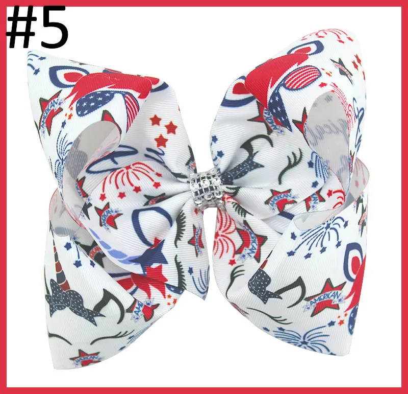 

Free shipping 60pcs 7-8'' big 4th of july hair bows Independence Day big hair bows red white and blue big clips for girl patrio