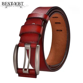 

Best YBT Men leather belt fashion Men Alloy wide pin buckle belt retro fashion casual high quality cowboy pants men belt