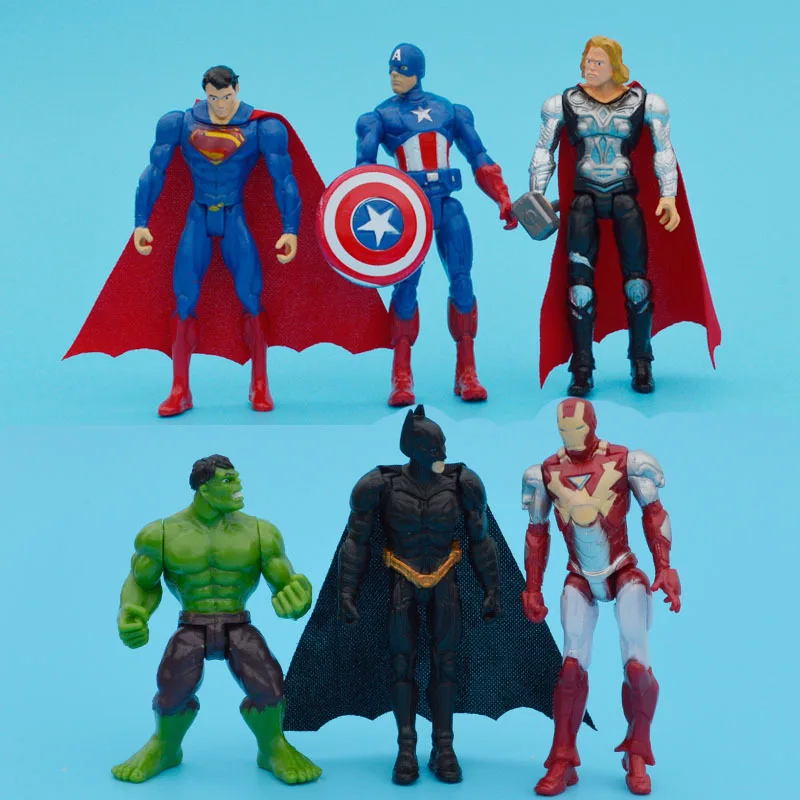 

Anime Figure Avenger Super Hero Captain America Iron Man Thor Batman Hulk PVC Action Figures Model Kids Toys Dolls Model