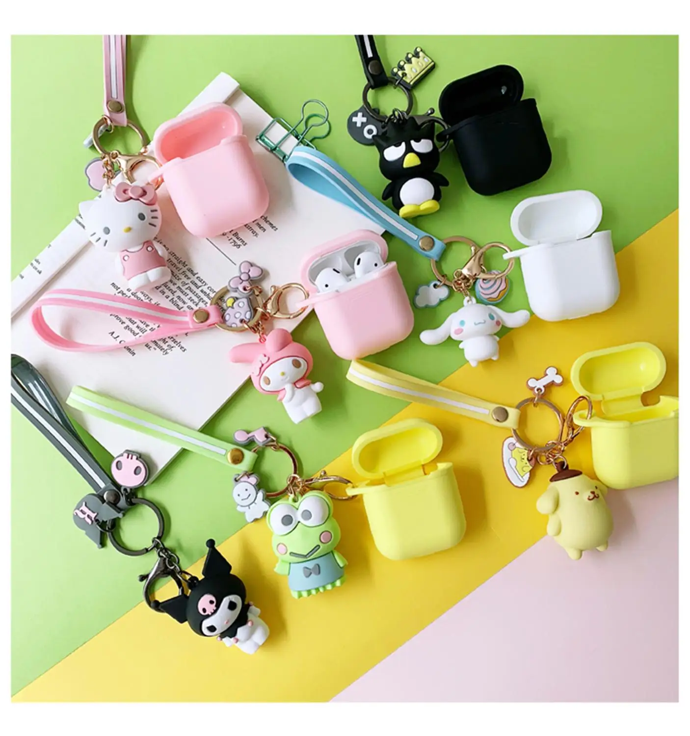 

3D cute pudding dog Melody Bluetooth Wireless Airpods Headset Set Silicone Cover For Airpods Earphone Protective Shockprof cases