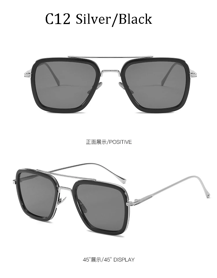 Новая Мода Мстители UV400 Tony Stark стиль полета Солнцезащитные очки Мужские квадратные брендовые дизайнерские солнцезащитные очки Oculos De Sol ретро мужские